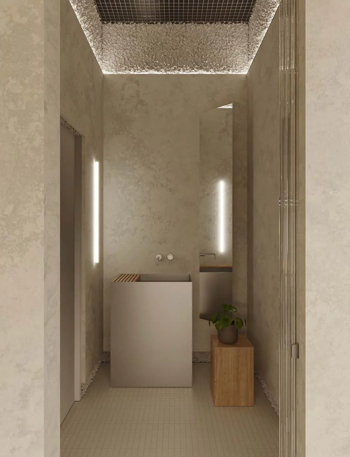 Visualización del baño de diseño del espacio
